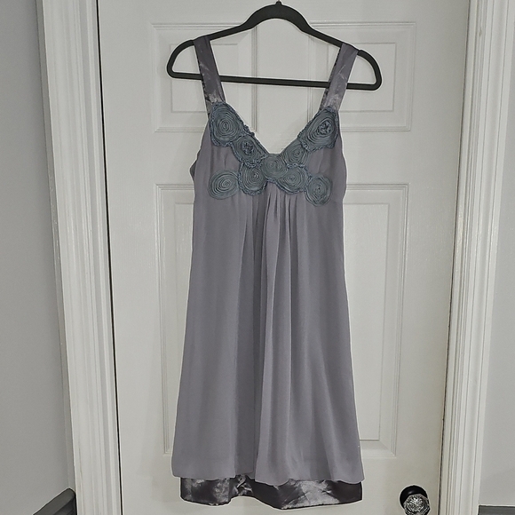 Ever Pretty Dresses & Skirts - Gray Lace Trim and Floral Dress